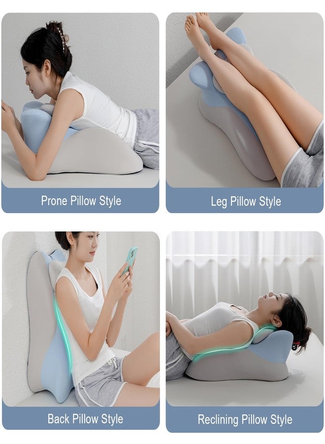 SheRest Adjustable Headrest Reading Pillow for Bed Adults - Memory Foam Back Support Wedge for Acid Reflux, Snoring & Legs, Blue and Gray (22.8"x15"x9") - Image 3